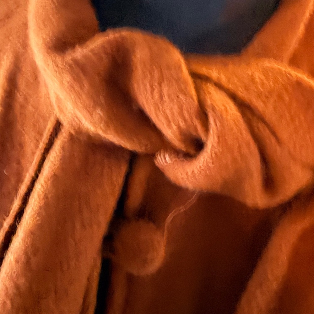 Burnt Orange Fringed‎ Knit Boho Poncho Cape Wrap One Size Rust - Picture 3 of 7